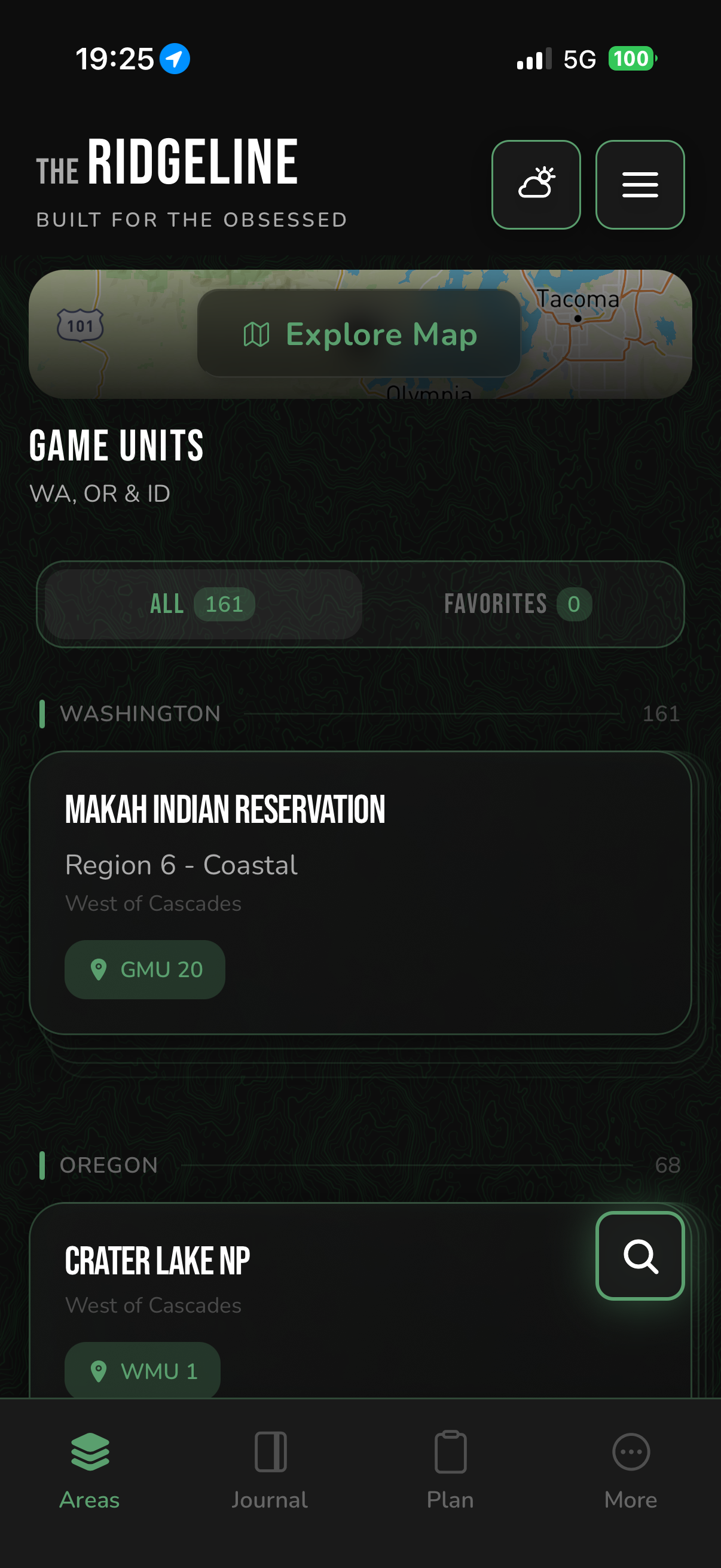 RidgeLine app showing hunting GMU maps